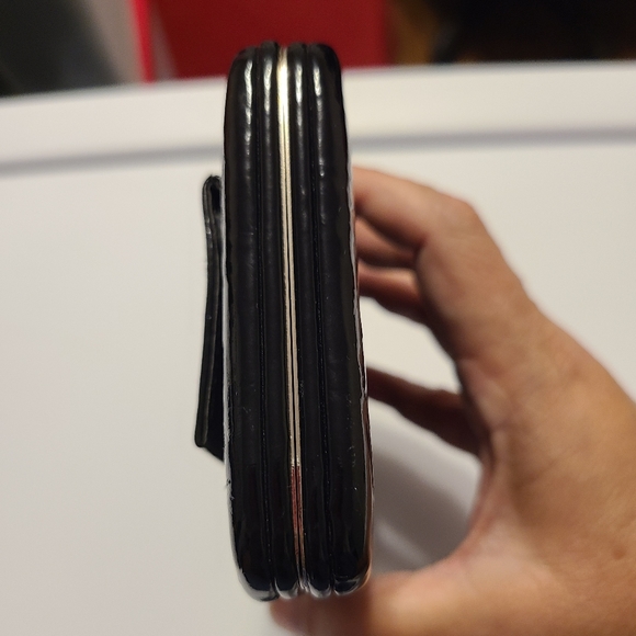 Slim Black Clutch Faux Leather Flat Wallet - Picture 4 of 11